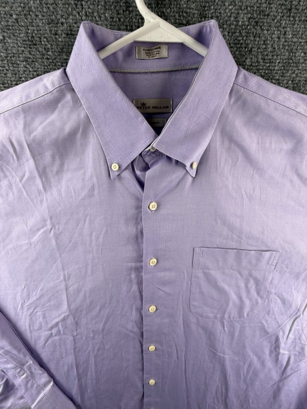 Peter Millar CROWN FINISH Purple Long Sleeve Button Up Shirt Cotton XL Woven